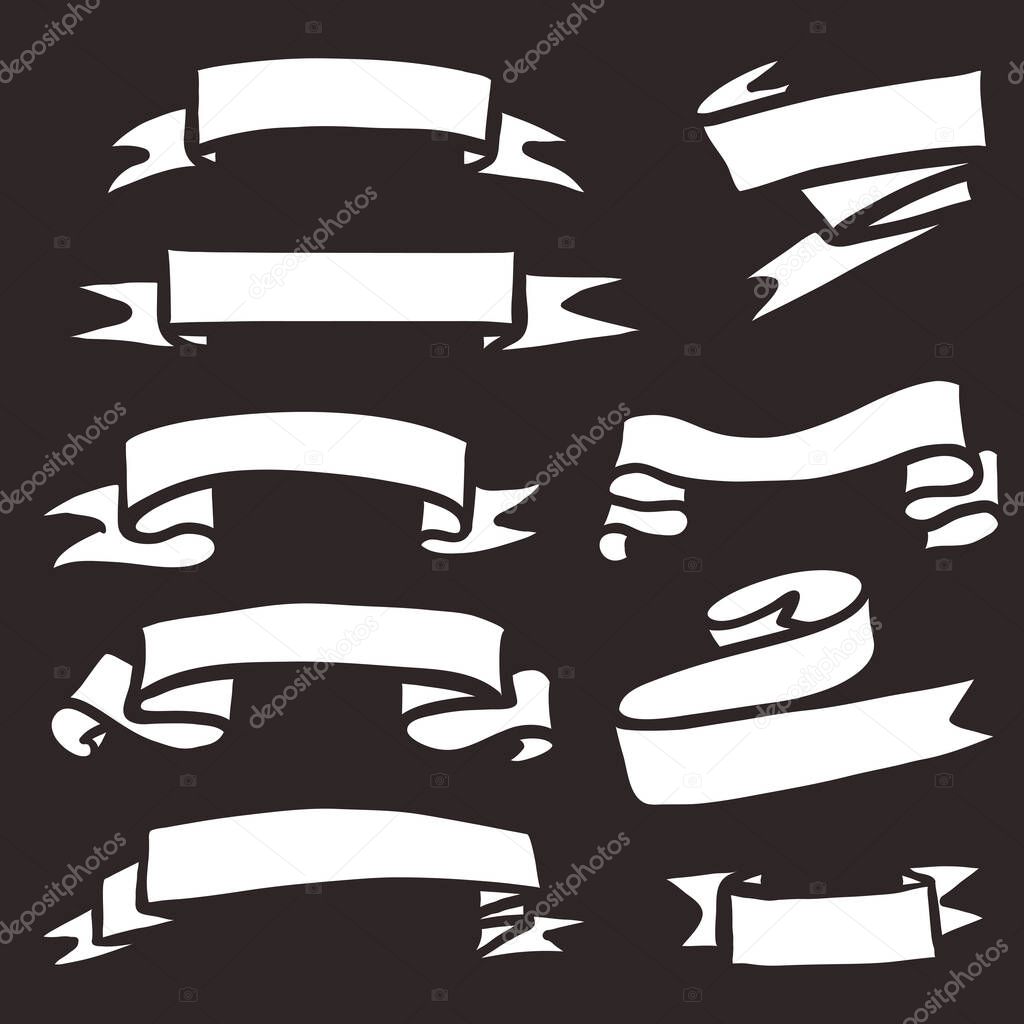 Vector Set of White Ribbons for Your Text