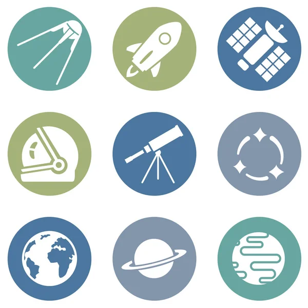 Conjunto Vectorial Iconos Espaciales Símbolos Astronómicos — Archivo Imágenes Vectoriales