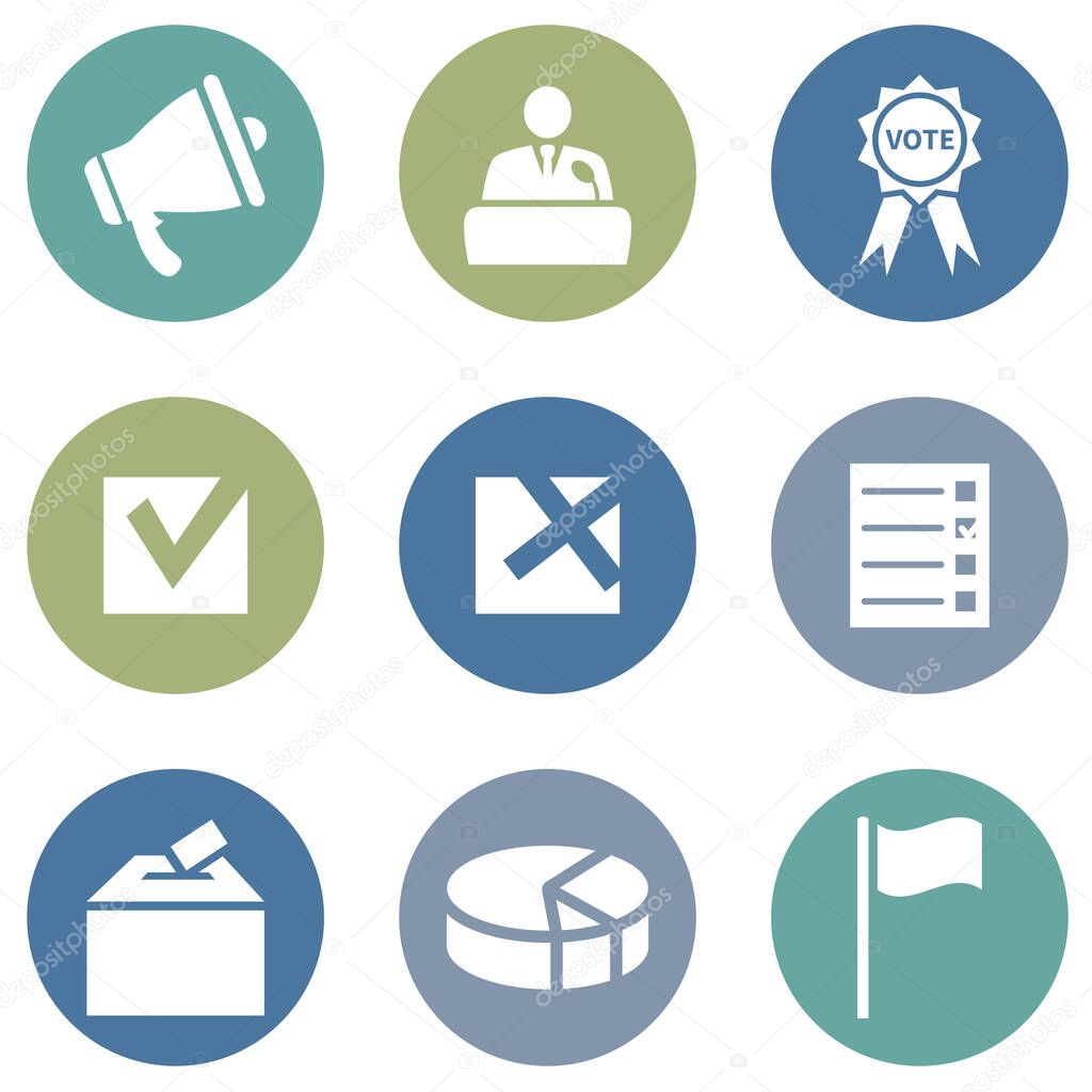 Vector Set of Elections Icons. Politics Vote Pictograms.