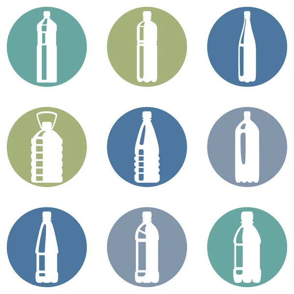 Vector Set Circle Plastic Bottle Icons — Stock Vector