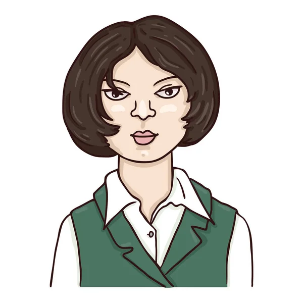 Vector Cartoon Character Молодая Женщина Короткими Волосами Женский Портрет — стоковый вектор