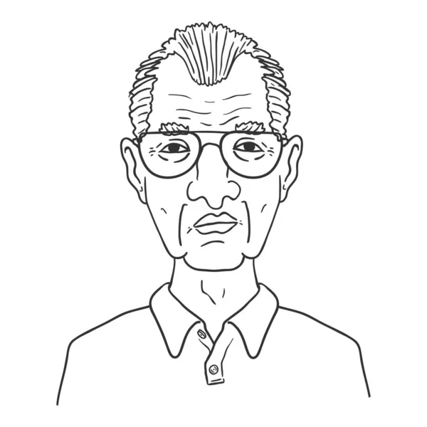 Vector Outline Character Alter Mann Mit Brille Porträt Eines Männlichen — Stockvektor