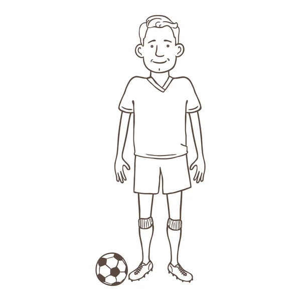 Caractère Contour Vectoriel Jeune Homme Équipement Complet Football — Image vectorielle