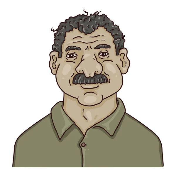 Avatar Dibujos Animados Vectorial Viejo Hombre Árabe Con Bigote — Vector de stock