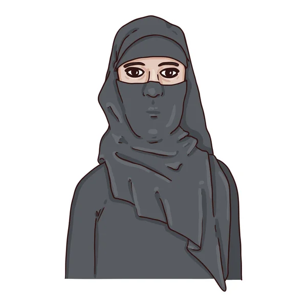 Frau Traditioneller Arabischer Kleidung Niqab Vektor Zeichentrickfigur — Stockvektor