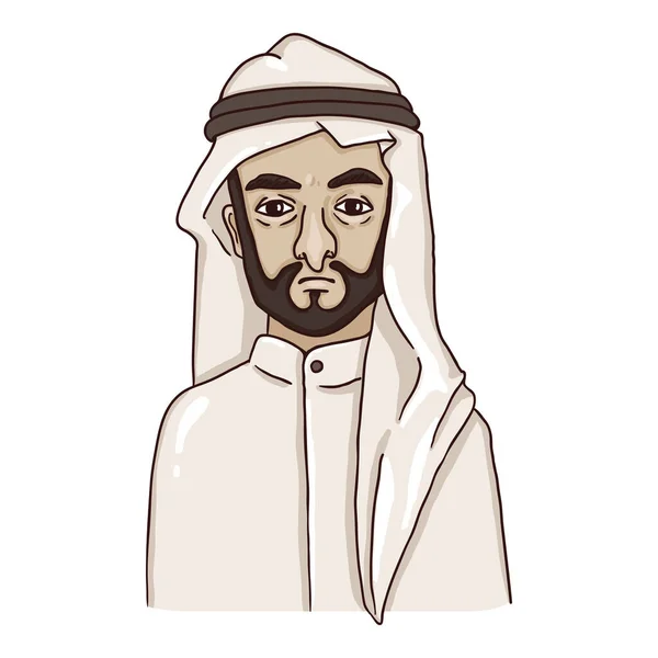 怀特基菲耶和坎杜拉的阿拉伯病媒人 卡通人物脸 — 图库矢量图片