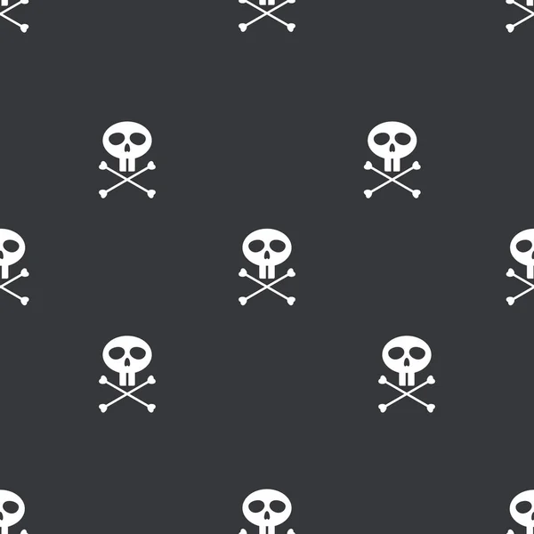 矢量无缝隙模式 黑色背景下带交叉骨头的白色海盗骷髅 — 图库矢量图片