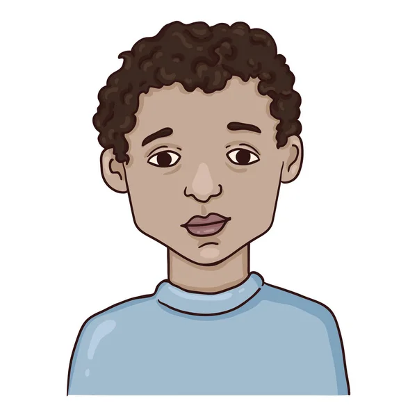 Vector Cartoon Avatar 곱슬머리의 아라비아 초등학생의 — 스톡 벡터