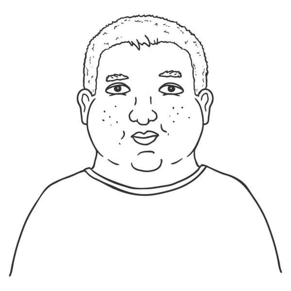 Vector Outline Avatar Overweight Boy Inglês Retrato Personagem Escolar — Vetor de Stock