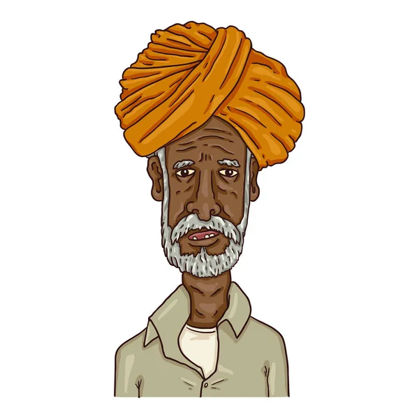 Vector Cartoon Character Gamle Man Från Indien — Stock vektor