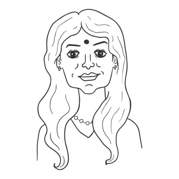 Vector Outline Illustration Woman India — стоковий вектор