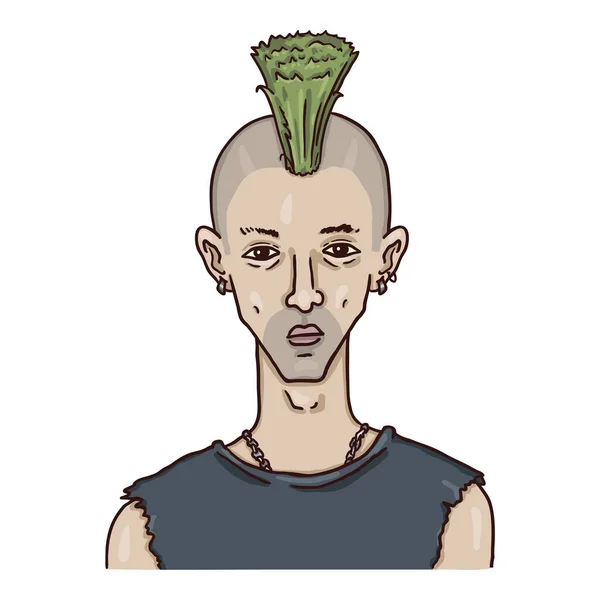 Personagem Desenho Animado Vetorial Punk Young Man Com Irokez Subculturas — Vetor de Stock