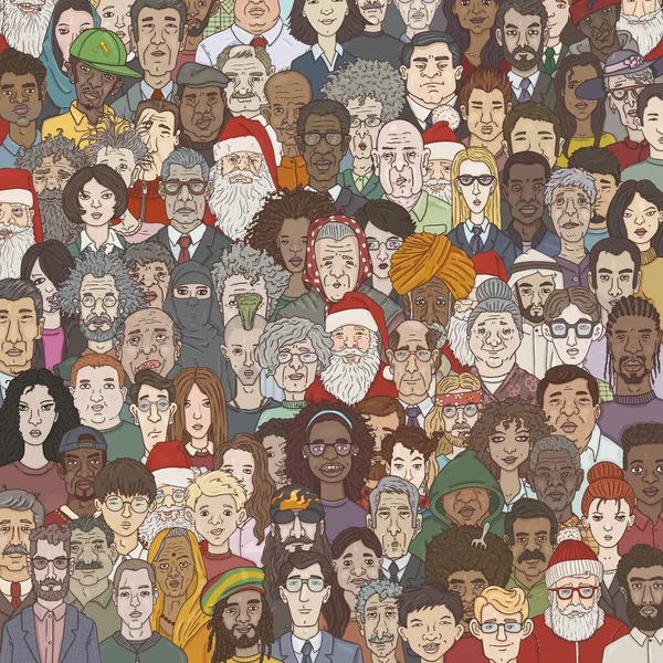 Illustrazione Dei Cartoni Animati Vettoriali Folla Persone Età Nazione Occupazione — Vettoriale Stock