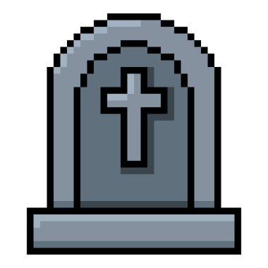 Piksel Sanat Cadılar Bayramı Simgesi - Haçlı Tombstone