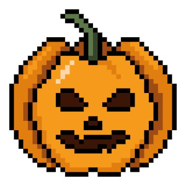 Piksel Sanat Cadılar Bayramı Simgesi - Yüzü olan Balkabağı Feneri