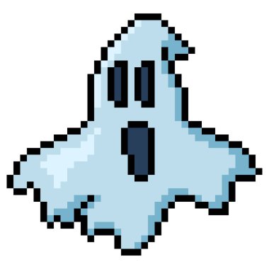 Piksel Sanat Cadılar Bayramı Simgesi - Ağzı açık Ürkütücü Hayalet