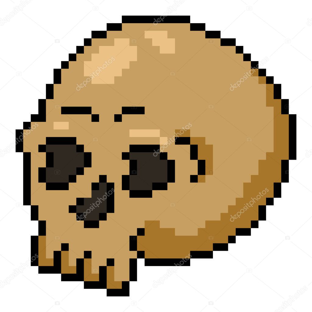 Pixel Art Halloween Icon - Old Human Skull