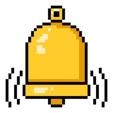 Vector Piksel Sanat Simgesi - Altın Zil. Sinyal Simgesini UyarComment.