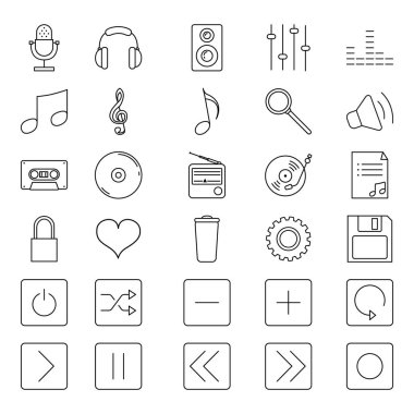 Müzik ve Ses Özet Simgelerinin Vektör Kümesi