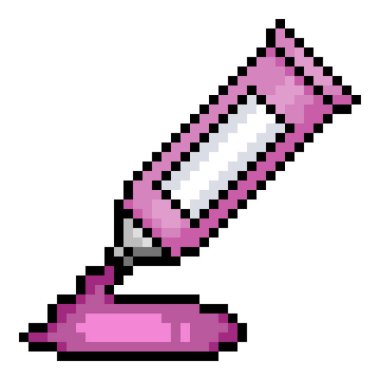 Vector Pixel Art Icon - Tube of Pink Paint