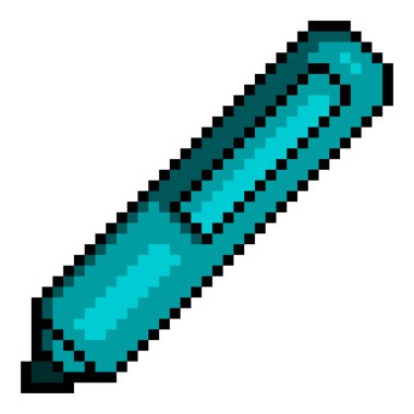 Vector Pixel Art Icon - Turquoise Felt-tip Pen