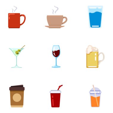 Düz Renk içecek simgelerinin vektör kümesi