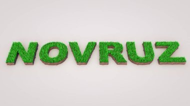 Nevruz İran Yeni Yılı beyaz arka plan üzerinde çim yapılmış