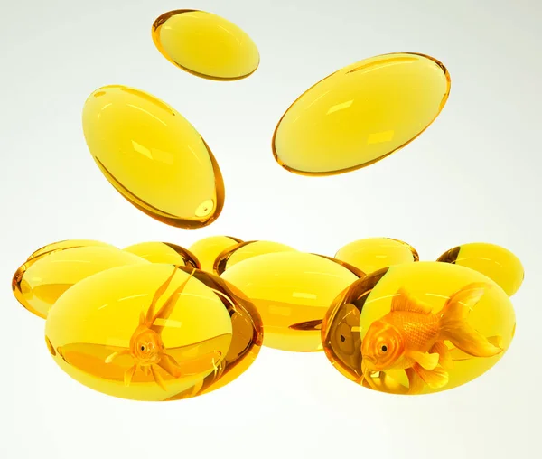 Fiskolja Omega Vitamin Kapslar Vit Bakgrund — Stockfoto