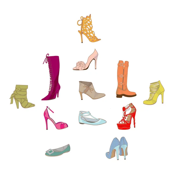 Colección Zapatos Moda Para Mujer — Vector de stock