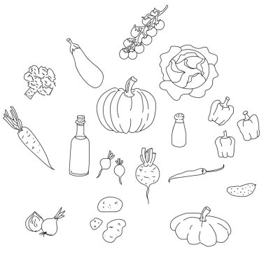 Mürekkep el çizilmiş baharat ve ot izole vektör toplama