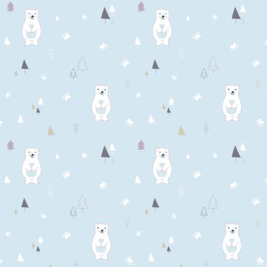 Beyaz ayıların renksiz deseni, mavi köknar ağaçları.