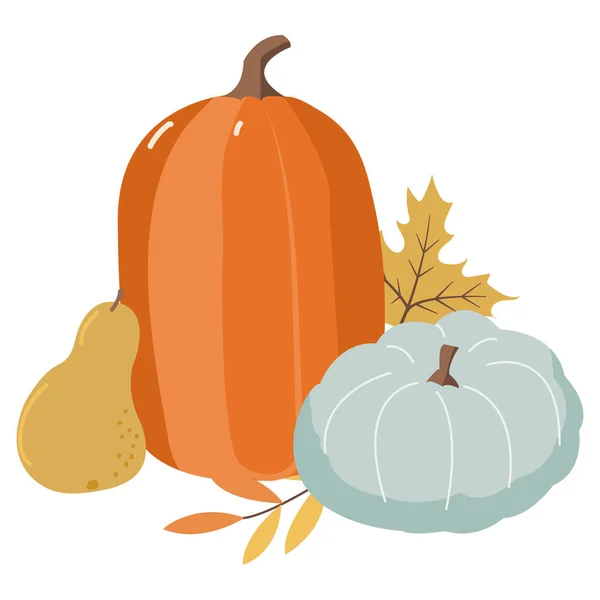 Őszi háttér sütőtök, őszi levelek, vektor illusztráció. — Stock Vector