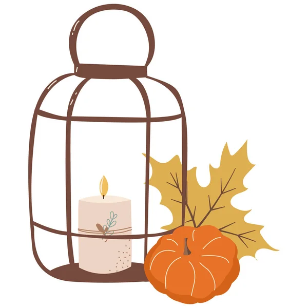 Herbst Hintergrund mit Kürbissen, Herbstblättern, Vektorillustration. — Stockvektor