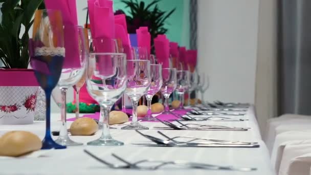 Tisch Für Die Feier Vorbereitet Geburtstag Hochzeit Party Veranstaltung Usw — Stockvideo