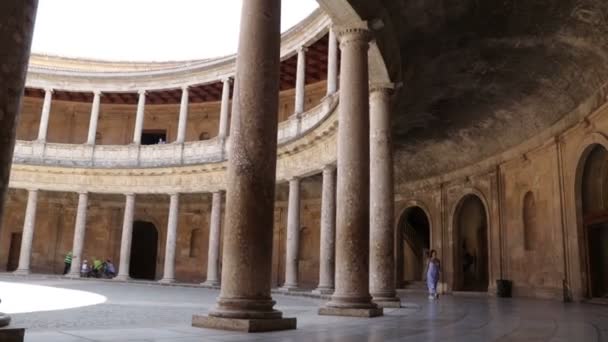 Granada Spanien September 2019 Palast Von Carlos Granada Mit Touristenbesuch — Stockvideo