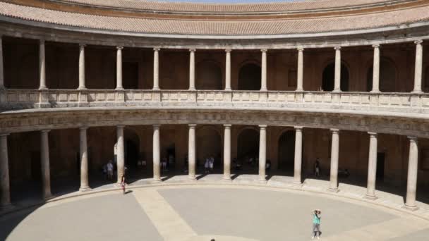 Granada Spanien September 2019 Palast Von Carlos Granada Mit Touristenbesuch — Stockvideo