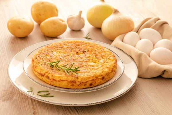 Spanisches Omelett Mit Kartoffeln Und Zwiebeln Typisch Spanische Küche Tortilla — Stockfoto