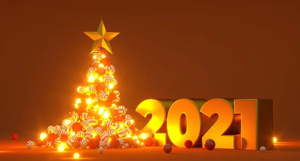 Año Nuevo 2021 Concepto Diseño Creativo Imagen Renderizada — Foto de Stock