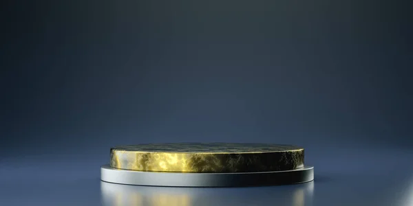 Fekete és arany márvány henger alakú termék kijelző, Podium, Piedesztál, Stand, 3D Renderelés — Stock Fotó