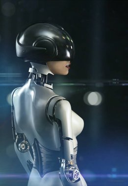 karanlık bir arka plan üzerinde cyborg