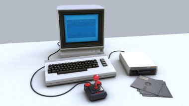 vintage video oyunu tasarımı ile retrocomputer