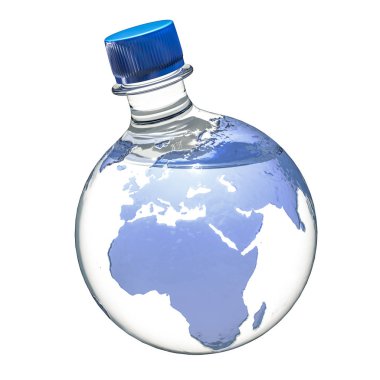 su şişesinde toprak küre, illüstrasyon