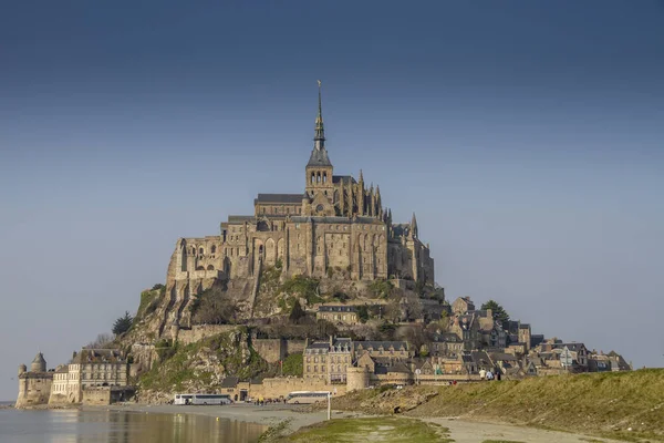 Incrível Vista Antiguidade Mont Saint Michel Castelo Normandia França Imagens Royalty-Free