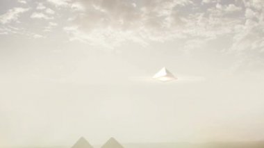 Giza Piramit yakın Piramit ufo iniş - sanatsal temsil 3d render