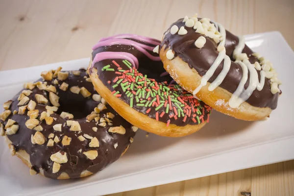 Appetizing Donuts Different Colorful Topping — Stock Photo, Image
