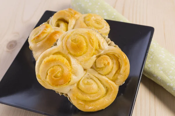 Tasty Delicious Baked Buns Plate — Stock Photo, Image