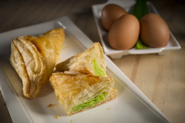 Deliciosos Productos Panadería Con Relleno Placa —  Fotos de Stock