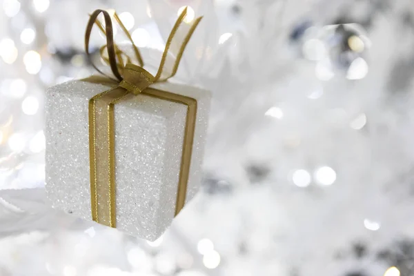 Navidad Decorativa Presente Fondo Borroso Brillante Vacaciones —  Fotos de Stock