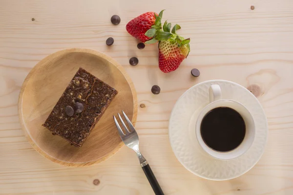 Brownies Strawberry Espresso Coffee — Stock Photo, Image