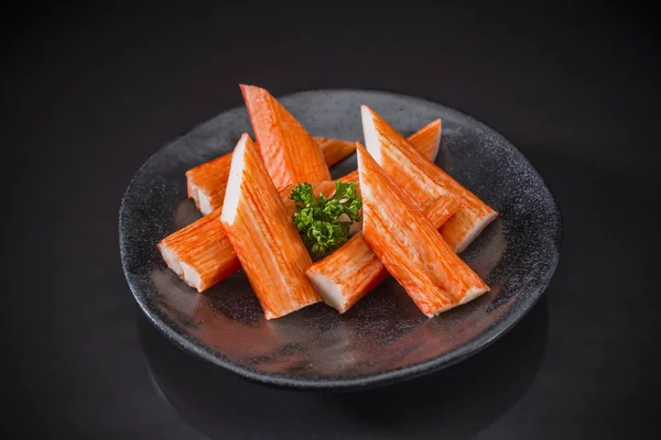 Kani Nigiri Sushi Kani Geserveerd Traditionele Japanse Gerechten Keramische Schotel — Stockfoto